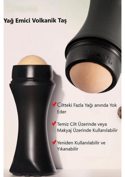 Matlaştırıcı Taş Yüz Roller, Yağ Emici, Cilt Matlaştırıcı, Volkanik Roller Makyaj Sonrası Mucize