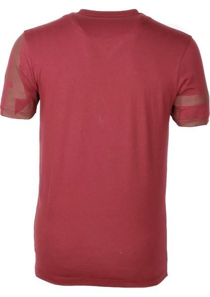 Bordo Bisiklet Yaka Baskılı Slim Fit Dar Kesim Tshirt 1227 modelleri