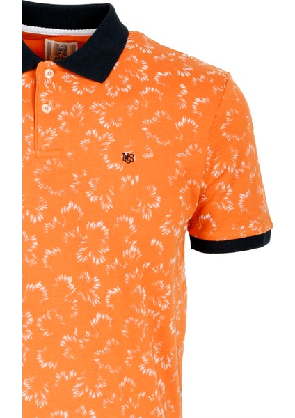 Erkek Turuncu Slim Fit Polo Yaka Baskılı %100 Pamuk Kol Ribanalı T-Shirt Jeans 1997 fiyatları