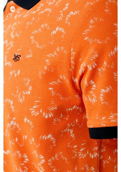 Erkek Turuncu Slim Fit Polo Yaka Baskılı %100 Pamuk Kol Ribanalı T-Shirt Jeans 1997 fırsatları