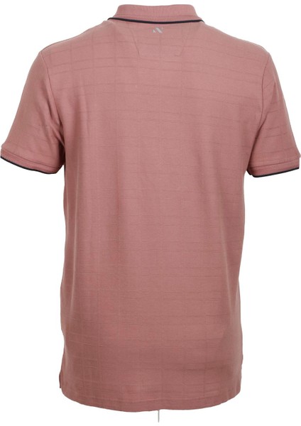 Erkek Gül Kurusu Slim Fit Polo Yaka %100 Pamuk Dokulu Desenli Kumaş T-Shirt Jeans 1134 modelleri