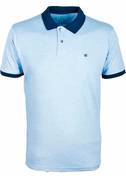 Erkek Mavi Slim Fit Polo Yaka %100 Pamuk T-Shirt Jeans 1136