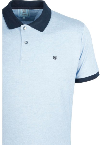 Erkek Mavi Slim Fit Polo Yaka %100 Pamuk T-Shirt Jeans 1136 modelleri