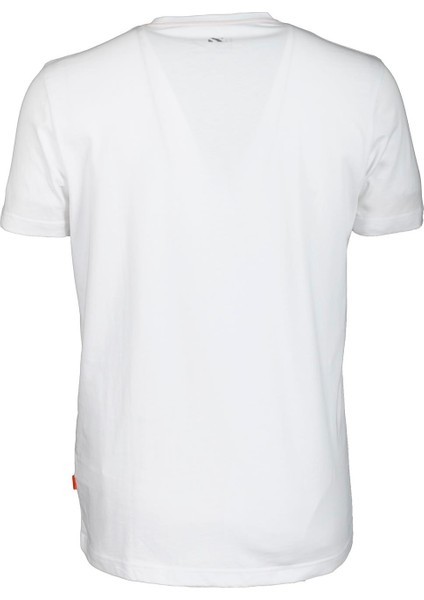 Erkek Beyaz Slim Fit Bisiklet Yaka Baskılı %100 Pamuk T-Shirt Jeans 1104 modelleri