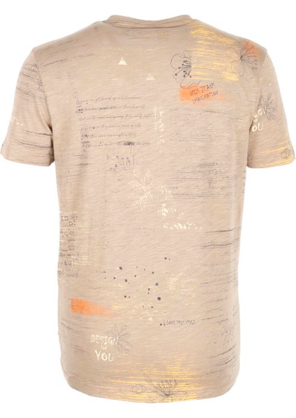 Erkek Vizon Bisiklet Yaka Baskılı Slim Fit %100 Pamuk T-Shirt Jeans 1953 modelleri