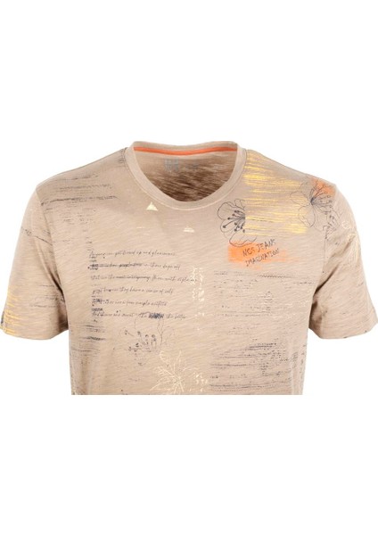 Erkek Vizon Bisiklet Yaka Baskılı Slim Fit %100 Pamuk T-Shirt Jeans 1953 fırsatları