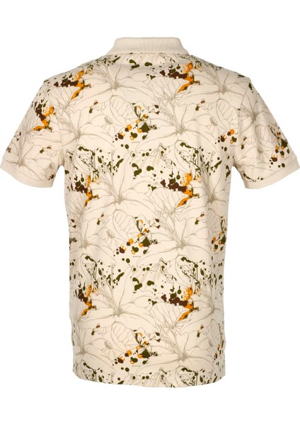 Erkek Bej Polo Yaka Slim Fit Baskılı Tshirt 1191 modelleri