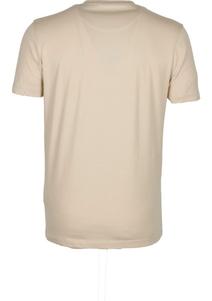 Bej Bisiklet Yaka Baskılı Slim Fit T-Shirt Ncs 1194 modelleri