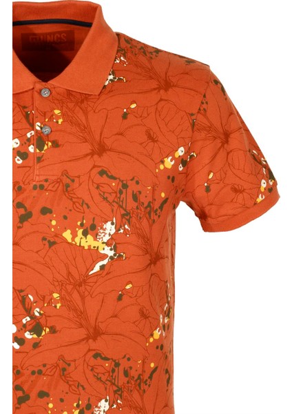 Erkek Kiremit Polo Yaka Slim Fit Baskılı Tshirt 1191 fiyatları