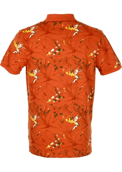 Erkek Kiremit Polo Yaka Slim Fit Baskılı Tshirt 1191 modelleri