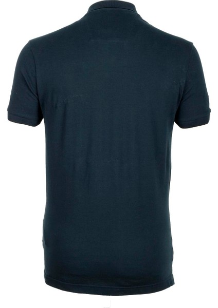 Erkek Lacivert Polo Yaka Slim Fit Dar Kesim Baskılı %100 Pamuk T-Shirt Jeans 1124 modelleri
