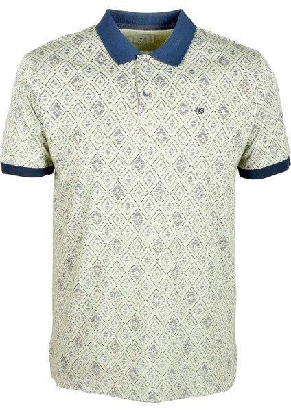 Erkek Haki Baskılı Slim Fit Dar Kesim Polo Yaka %100 Pamuk T-Shirt Ncs Jeans 1989