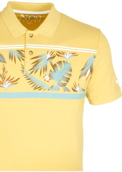 Erkek Sarı Slim Fit Polo Yaka Baskılı Tshirt 1179 fiyatları