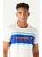 Erkek Ekru Slim Fit Dar Kesim Bisiklet Yaka %100 Pamuk Baskılı Tişört 3