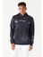 Erkek Lacivert Standart Fit 3 Iplik Kapüşonlu Batik Görünümlü Ayarlanabilir Ipli Baskılı Sweatshirt 4
