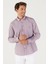 Erkek Lacivert-kırmızı Slim Fit Dar Kesim Düğmeli Yaka Logolu Pamuklu Cepli Çizgili Gömlek 2