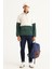 Erkek Tas-koyu Yesıl Standart Fit Dik Bato Yaka Kanguru Cepli Çift Renkli Sherpa Polar Sweatshirt 2