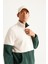 Erkek Tas-koyu Yesıl Standart Fit Dik Bato Yaka Kanguru Cepli Çift Renkli Sherpa Polar Sweatshirt 3