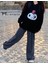 Kuromi Face Baskılı Siyah Oversize Kapüşonlu Sweatshirt 1