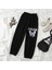 Gothic Purple Butterfly Baskılı Oversize Unisex Siyah Eşofman Altı 2