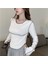 Y2K Streetwear Ters Dikiş Detaylı Uzun Kollu Beyaz Crop 3