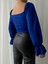 Kadın Kayık Yaka Beli Büzgü Detaylı Şık Crop Bluz 5