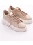 ES854 Kadin Kalin Taban Silver Taş Bağcikli Sneakers Ayakkabi 2