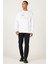 Erkek Beyaz Oversize Bol Kesim Bisiklet Yaka Pamuklu Baskılı Sweatshirt 2
