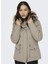 Açık Kahve Kadın Parka Kısa Model Dik Yaka Uzun Kol Günlük Kullanım 2