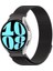 Samsung Galaxy Watch 6 40MM Uyumlu Mıknatıslı Metal Örgü Hasır Desenli Kordon Siyah 4