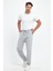 Erkek Gri Regular Fit Beli Lastikli Rahat Spor Pamuklu Eşofman Altı RF0449 4