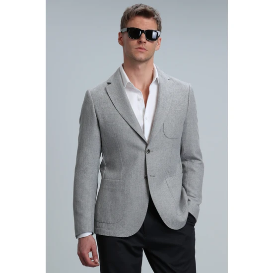 Lufian Gabrıel Spor Erkek Blazer Ceket Slim Fit Gri