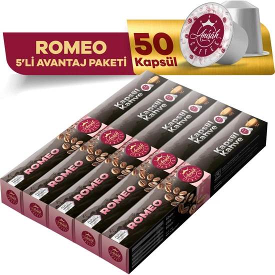 Anisah Coffee Romeo Kapsül Kahve Nespresso Uyumlu 5 x 10'lu
