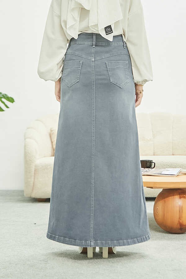 Neways 2254-DENIM Klasik Etek Gri görsel 3
