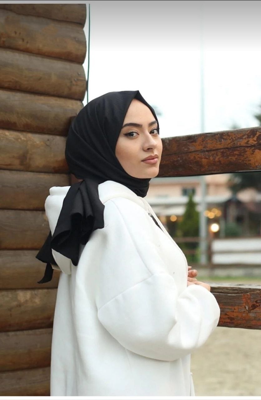 Nil Butik Siyah Pamuk Cazz Şal görsel 2