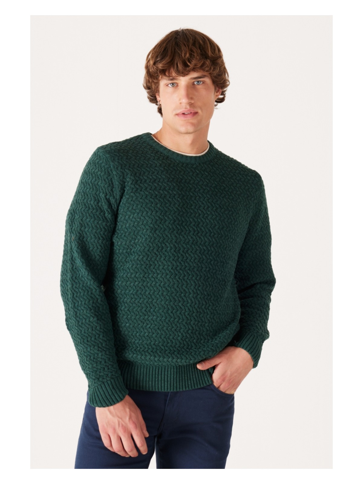 Wrangler Regular Fit Normal Kesim Bisiklet Yaka Bordo Triko Kazak - Görsel 6