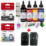 Canon Tıpalı Dolabilen Kartuş Seti PG-46/CL-56 Renkli ve Siyah 100ml Dolum Seti ile Uyumlu