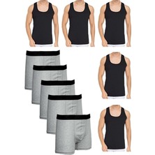 Shopiolog Erkek Dar Kalıp Atlet ve Boxer Set 5 Boxer 5 Atlet