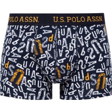 U.S. Polo Assn. Erkek Sarı - Baskılı- Lacivert 3'lü Boxer