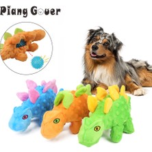 Hanyang Turuncu Dinozor Squeak Köpek Oyuncak Peluş Molar Dişler Temiz Oyun Etkileşimi Köpek Stegosaurus Pet Oyuncak Topu Içinde (Yurt Dışından)