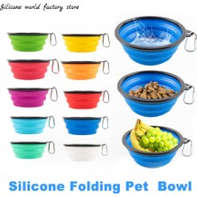 Hanyang Siyah Silikon Dünya 1000 ml Katlanabilir Köpek Pet Katlanır Silikon Kase Açık Seyahat Taşınabilir Köpek Maması Kabı Besleyici Bulaşık Kase (Yurt Dışından)