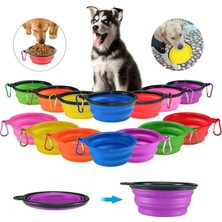 Hanyang Mor 350 ml Katlanabilir Silikon Hayvan Mama Kabı Taşınabilir Köpek Maması Kabı Açık Kamp Için Katlanabilir Besleyici Köpek Aksesuarları 350 ML/1000 ml (Yurt Dışından)