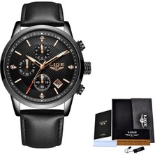 Hanyang Siyah Altın L 2022 Lıge Üst Marka Yeni Rahat Moda Erkekler Kuvars Izle Lüks Askeri Deri Kayış Chronograph Erkekler Izle Relogio Masculino (Yurt Dışından)