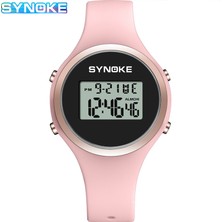 Hanyang 8122 Pembe Kadın Dijital Saat Ince Su Geçirmez Spor Saatler Kadın Kol Saati LED Alarm Kadın Saat Basit Kadın Bilezik Saatler (Yurt Dışından)