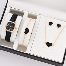 Hanyang N 5 Adet Set Izle Kadınlar Için Lüks Deri Analog Bayanlar Kuvars Kol Saati Moda Bilezik Saat Seti Kadın Relogio Feminino (Yurt Dışından)