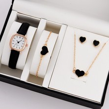 Hanyang N 5 Adet Set Izle Kadınlar Için Lüks Deri Analog Bayanlar Kuvars Kol Saati Moda Bilezik Saat Seti Kadın Relogio Feminino (Yurt Dışından)