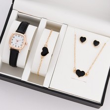 Hanyang N 5 Adet Set Izle Kadınlar Için Lüks Deri Analog Bayanlar Kuvars Kol Saati Moda Bilezik Saat Seti Kadın Relogio Feminino (Yurt Dışından)