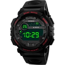 Hanyang Kırmızı Erkekler LED Dijital Kol Saatleri Açık Spor Askeri Erkek Saatler Reloj De Hombre 1.3 M Su Geçirmez Silikon Bant Izle (Yurt Dışından)
