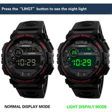 Hanyang Kırmızı Erkekler LED Dijital Kol Saatleri Açık Spor Askeri Erkek Saatler Reloj De Hombre 1.3 M Su Geçirmez Silikon Bant Izle (Yurt Dışından)