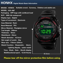 Hanyang Kırmızı Erkekler LED Dijital Kol Saatleri Açık Spor Askeri Erkek Saatler Reloj De Hombre 1.3 M Su Geçirmez Silikon Bant Izle (Yurt Dışından)